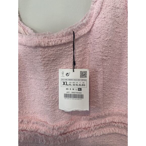 Zara Pink Tweed Mini Dress X-Large Blogger RARE Barbiecore Influencer NWT 1139 - Picture 8 of 14